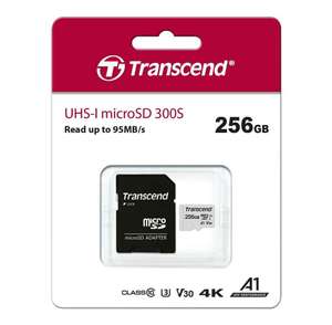 Carte micro SDXC Transcend 300S - 256 Go, V30 U3 + Adaptateur SD