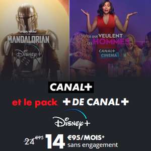 [18 - 25 ans] Abonnement mensuel sans engagement au bouquet de chaînes Canal+ (Cinéma, Series, Family...) et Disney+ (Prix valable 1 an)