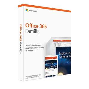 Licence Microsoft Office 365 Famille - 6 Utilisateurs, 1 An (Dématérialisé)