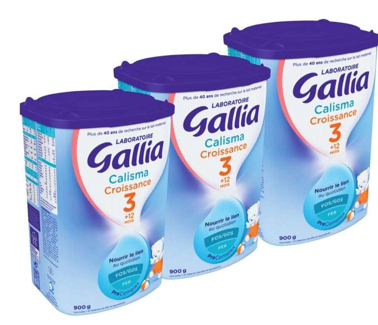Lot de 3 Boîtes de Lait Gallia Calisma Croissance 3 - 3 x 900g (Via BDR 1,50€ + 0,75€)