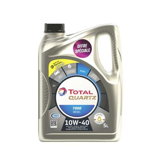 Bidon d'huile moteur Total Quartz 7000 10W-40 - 5L