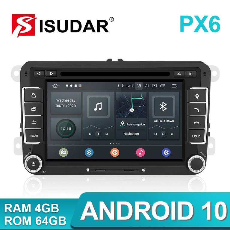 Autoradio GPS pour groupe VW 7" Isudar - Android 10, 2Din, 4Go RAM, 64Go (isudar.com)