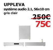 Système audio 2.1 Uppleva (pour meuble Ikea) - 56 x 10 ou 60 x 16 cm, Gris clair