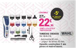 Kit Tondeuse Cheveux sans fil Wahl Color Pro 9649-016