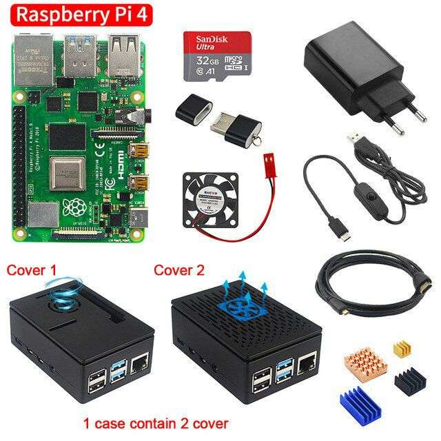 Kit de Démarrage - Carte de Développement Raspberry PI 4 - RAM 2Go, 4Go + Accessoires (51,81€ avec 2020FD7)