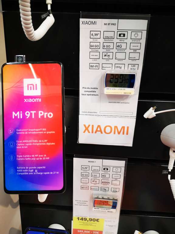 Smartphone 6.39" Xiaomi Mi 9T Pro - full HD+, SnapDragon 855, 6 Go de RAM, 64 Go - Labège (31), Anglet (64), Cesson-Sévigné (35)