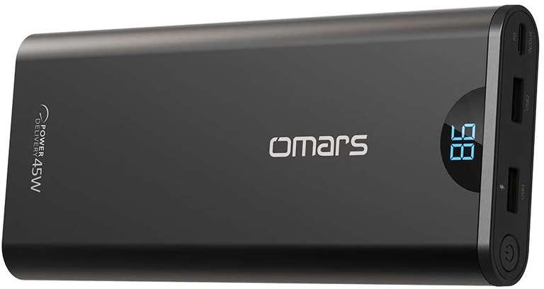 Batterie externe Omars - 2 ports USB + 1 port USB type-C 45W, 24000 mAh (vendeur tiers)