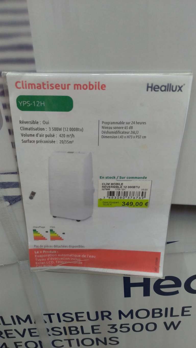Climatiseur mobile réversible Heallux YPS-12H - 3500W, 12000 BTU - Villefranche sur Saône (69)