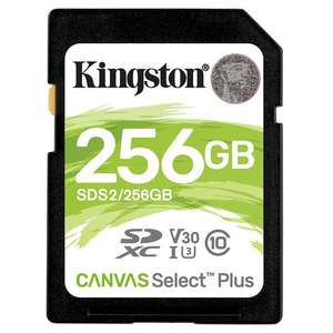 Carte mémoire SDXC Kingston Canvas Select Plus - 256 Go, V30, UHS-I, U3, 100Mo/s