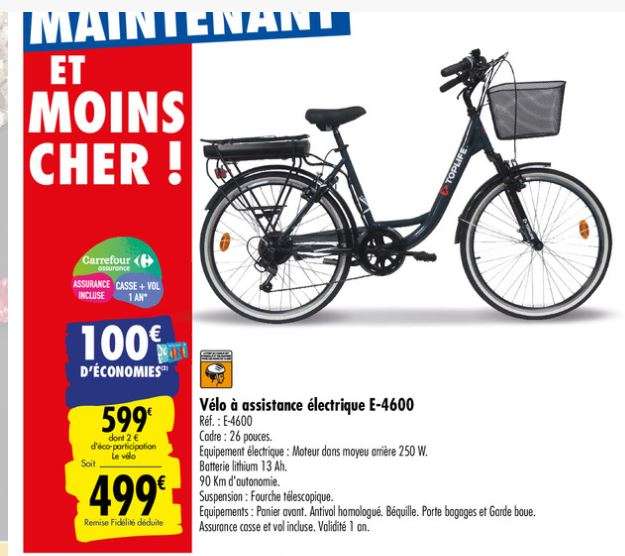 Vélo à assistance électrique 26" Top BikeE-4600 - 250 W, 13 Ah (via 100€ sur la carte de fidélité)