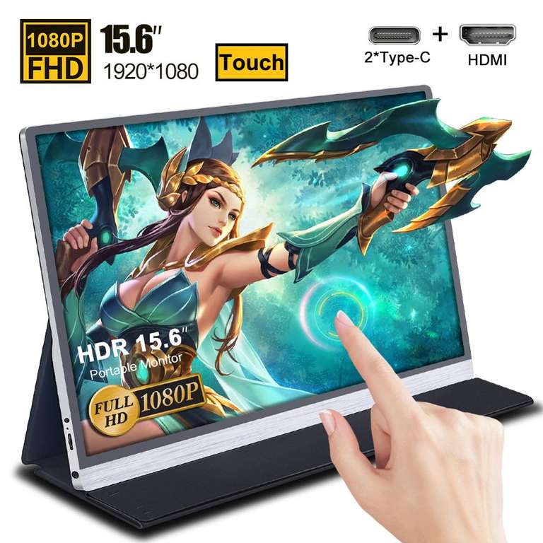 Écran d'affichage tactile portable 15.6" Xian Wei - full HD, port HDMI + 2 ports USB type-C (114.70€ avec le code SDFR10)
