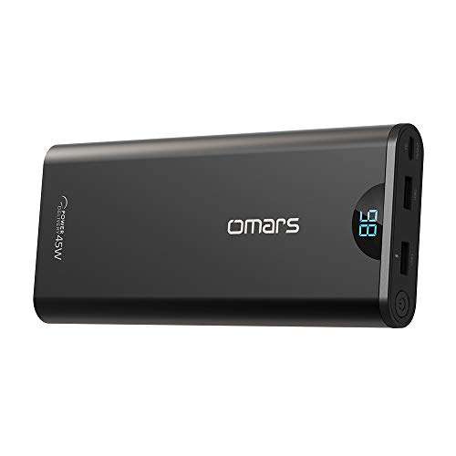 Powerbank Batterie externe Omars - 24000 mAh, USB C Power Delivery 45W et 2 USB A 12/18W + cable usb C Lightning offert(Vendeur Tiers)