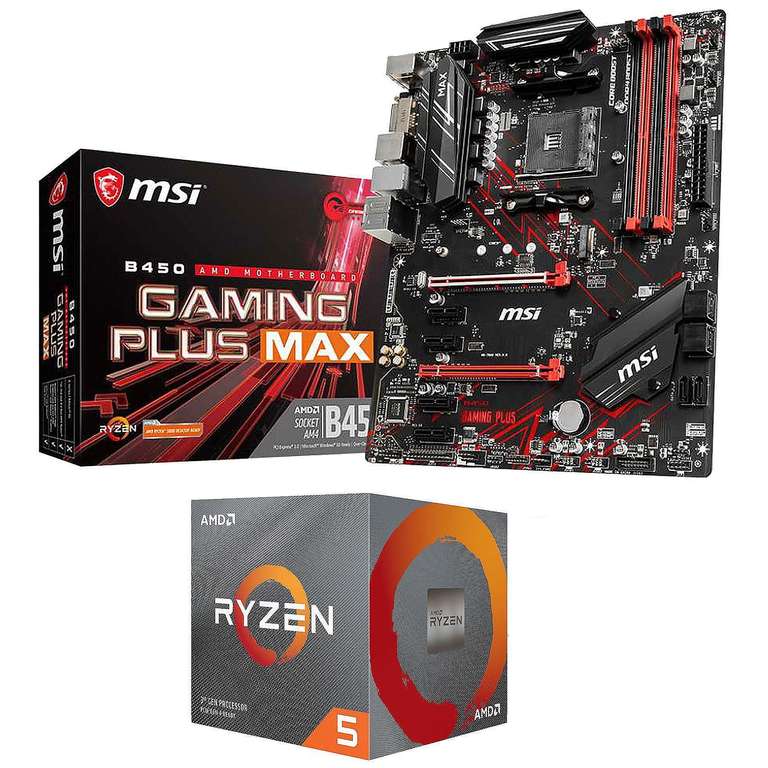 Sélection de kits évolution - Ex : Processeur AMD Ryzen 5 3600 Wraith Stealth Edition (3.6/4.2 GHz) + Carte mère MSI B450 Gaming Plus Max