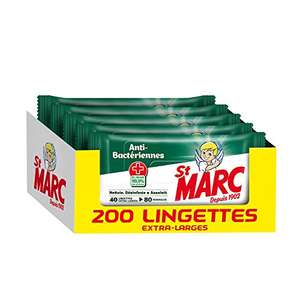 Lot de 5 paquets de 40 lingettes St Marc Anti-Bactériennes - 5x40