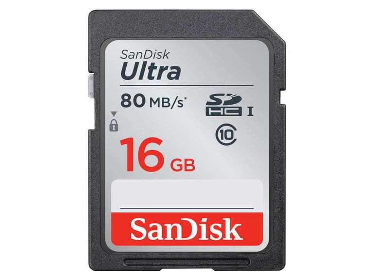 Carte mémoire SD Sandisk Ultra - 16 Go (Via retrait dans une sélection de magasins)