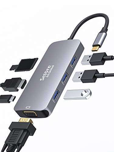 Hub USB C Selore 8-en-1 : HDMI 4K, VGA, Port Type C PD 100W, 3 x USB 3.0 et Lecture de Carte SD & TF (Vendeur Tiers)