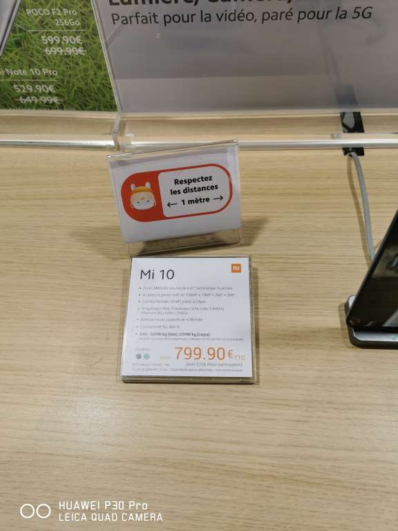 Smartphone 6.67" Xiaomi Mi 10 - 256Go, 8Go RAM - Forum des Halles (75001)