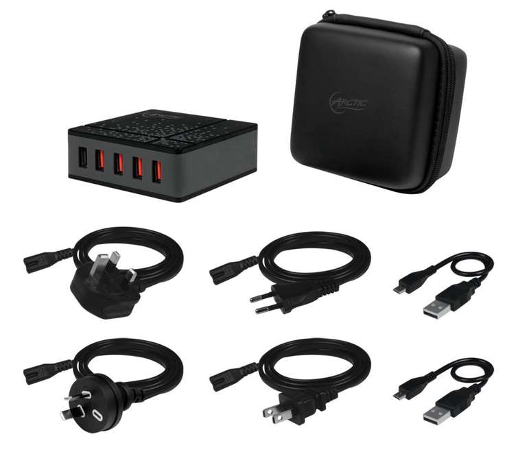 Chargeur Secteur USB de Voyage Arctic Global Charger 8000 avec 5 Ports - 40W + Adaptateurs (Vendeur Tiers)