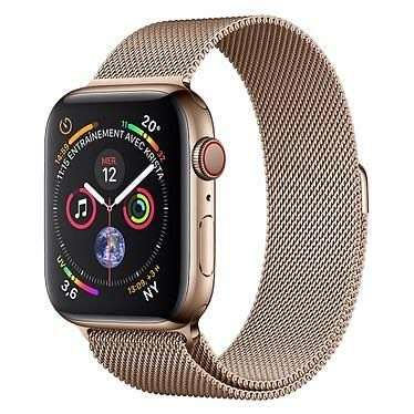 Montre connectée Apple Watch Series 4 Acier GPS + Cellular - 40 mm, bracelet acier Milanais, Or