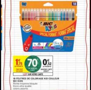 Sélection de fournitures scolaires en promotion - Ex: Lot de 18 feutres de coloriage lavables Bic Kid (Via 1,2 € sur la carte Fidélité)