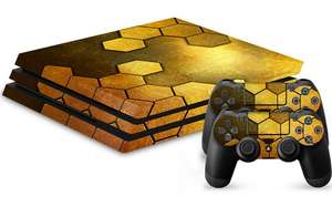Skin Steel Gold pour console PS4 Pro + 2 skins pour manettes (frontaliers Belgique)