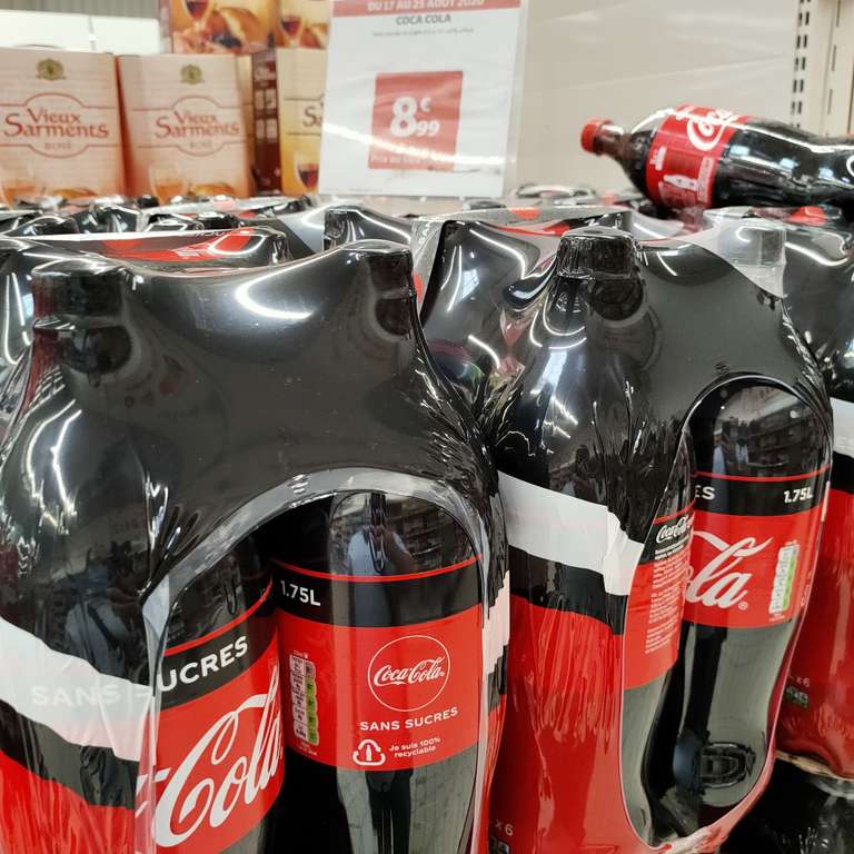 Pack de 6 bouteilles de Coca Cola Zéro, 6 x 1.75L - Viry noureuil (02)