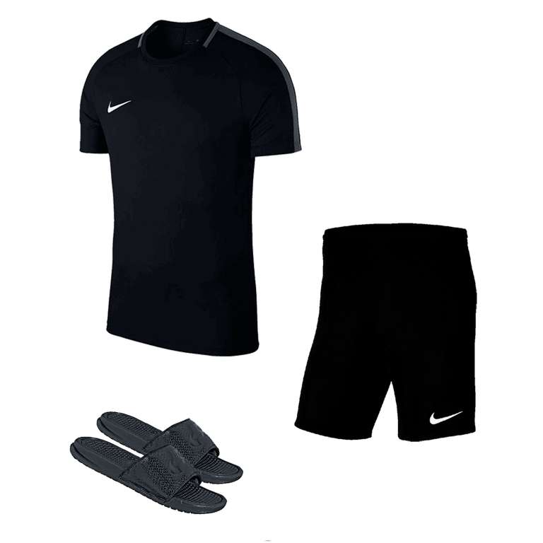 Ensemble Nike : T-Shirt Academy 18 SS + Short Park III + Claquettes Benassi