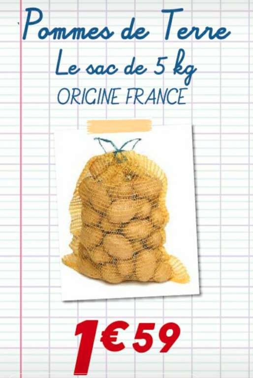 Sélection de promotions - Ex : Filet de 5 Kg de Pommes de terre - Supermarché Hmarket