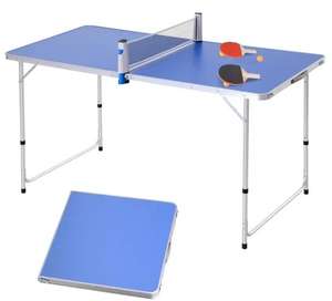 Table de ping-pong/camping pliable + 2 raquettes + 3 balles (hauteur réglable)