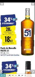 Bouteille de Pastis 51 - 1,5L (via 9,59€ sur la carte carrefour)