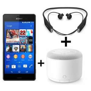 Smartphone 5.2" Sony Xperia Z3 Blanc + Enceinte Bluetooth Sony BSP10  + Écouteurs Bluetooth Sony SBH70