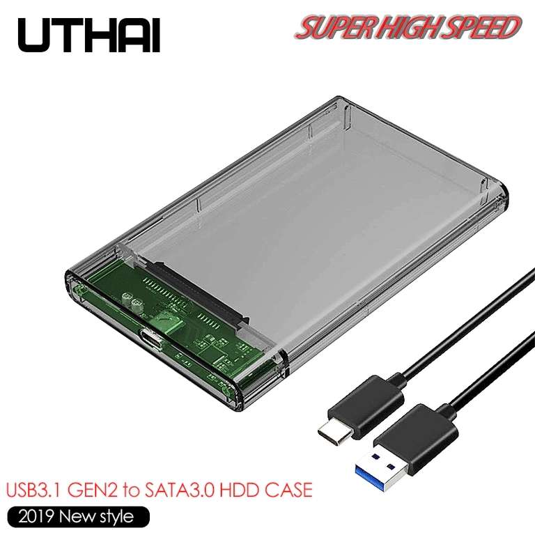Boitier externe pour disque dur ou SSD 2,5" Uthai - USB3.1 gen 2, USB C