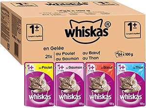 Lot de 84 sachets d'aliments en gelée pour chat Whiskas - différents goûts, 84x100 g
