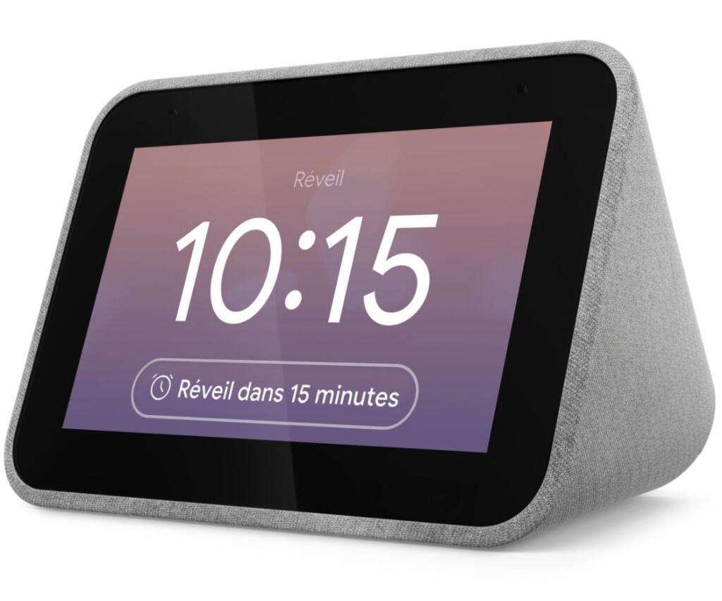 Réveil connecté 4" Lenovo Smart Clock avec Assistant vocal - Gris ou Noir