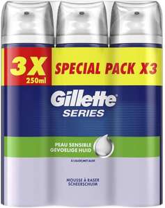 Pack de 3 mousses à raser Gillette Series Peaux Sensibles - 3 x 250 ml