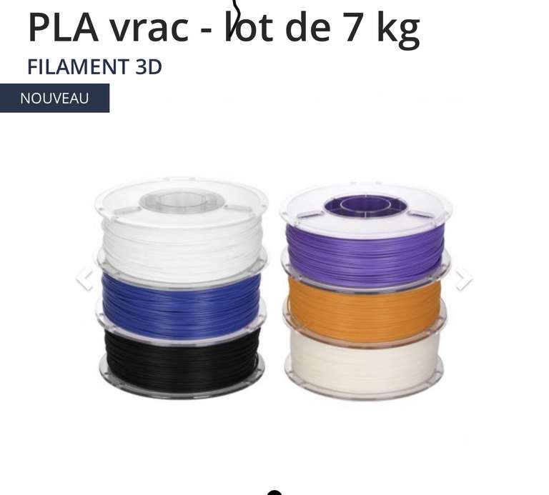Lot de filaments pour imprimante 3D PLA (1.75 mm, 7 kg, différents coloris) - MakerShop.fr