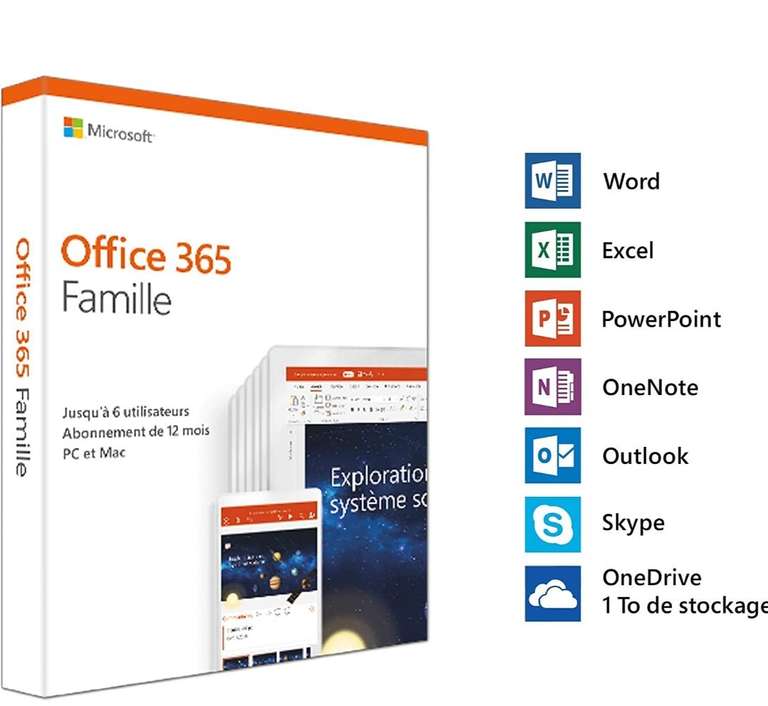 Licence Microsoft 365 Famille pendant un an - 6 utilisateurs (Dématérialisé)