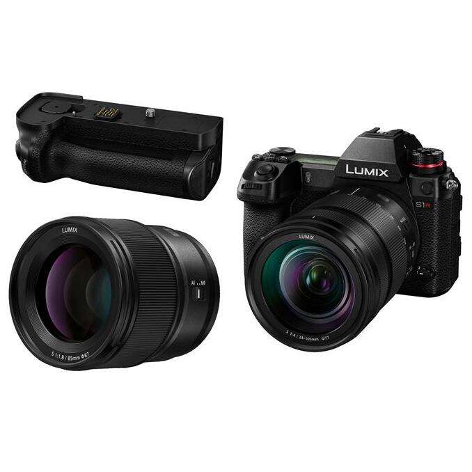 Appareil Photo Hybride Panasonic Lumix S1R + Objectifs 24-105 mm f/4 S & 85mm f/1,8 S + Grip batterie BGS1E