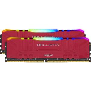 Kit Mémoire RAM Crucial Ballistix RGB BL2K8G32C16U4RL 16Go (8Gox2) - 3200 MHz, DDR4, CL16 - RGB Rouge