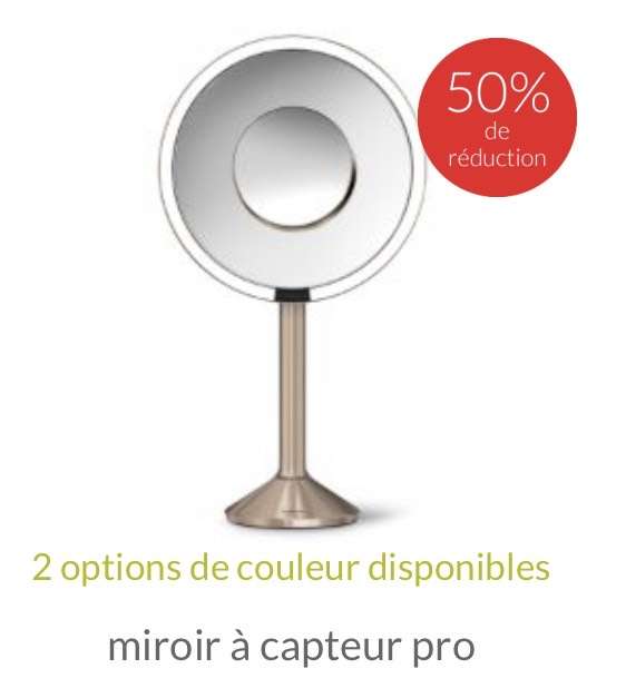 Miroir à capteur pro Simple Human - 20cm de diamètre (simplehuman.com)
