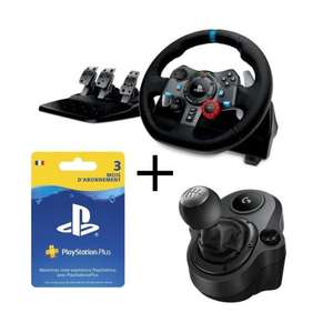 Pack Logitech volant G29 pour PC et PS4 + Shifter + Abonnement Playstation Plus 3 Mois