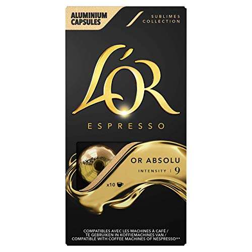 100 Capsules de Café L'Or Espresso - Or Absolu Intensité 9 compatibles Nespresso