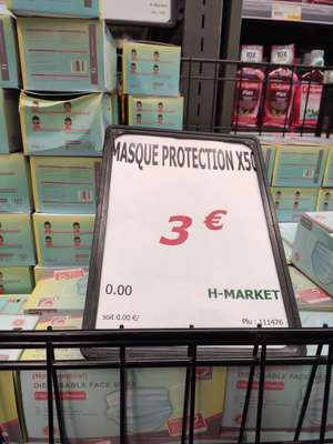 Paquet de 50 Masques de protection - H Market Saint Ouen l'Aumône (95)