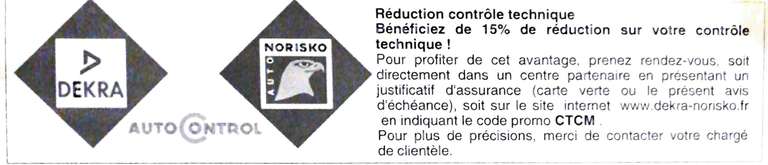 [Clients Assurance Auto Crédit Mutuel et CIC] 15% de réduction un contrôle technique Dekra Norisko - Dekra-Norisko.fr