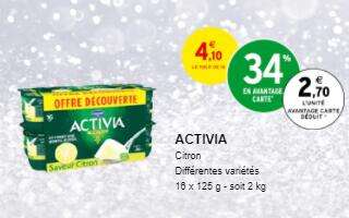 Paquet de 16 yaourts Danone Activia Citron - autres variétés au choix