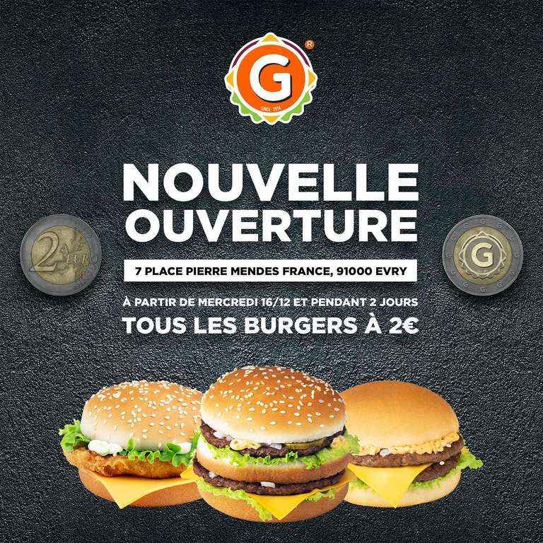 Tous les burgers à 2€ - G La Dalle Evry (91)