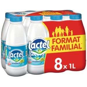 Pack de 8 bouteilles de lait UHT demi-écrémé Lactel - 8x 1L (via 1.63€ sur la carte de fidélité)