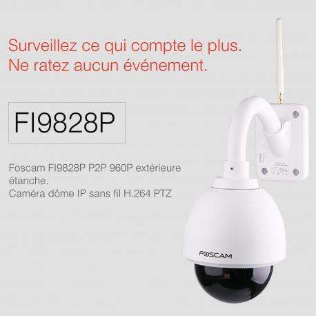 Camera IP Foscam FI9828P - Wifi, HD, extérieure, motorisée, infrarouge
