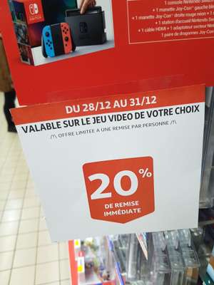 20% de réduction sur le Jeu vidéo de votre choix - Ex : Super Mario party - Auchan Epagny (74)