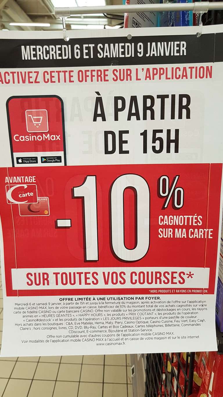 [Casino Max] 10% remboursés sur vos courses (Hors exceptions/promotions) - Angoulême (16)